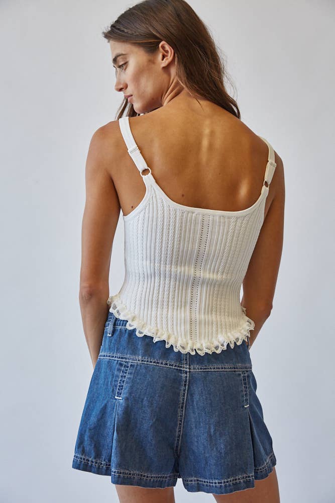White Knit Corset Top