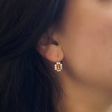 Amber Topaz color Rhinestones Dangle Earrings