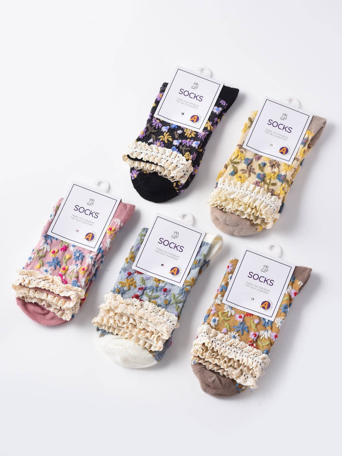 Rufia - Lace Trim Floral Garden Socks