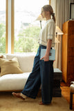 DARK DENIM WIDE LEG PANTS