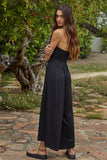 Knit Polyester Spandex Tube Strapless Flare Jumpsuit