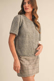 Short Puff Sleeve Sweater Cardigan