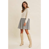 EASY COFFEE DATE BACK RIBBON TWOFER MINI SWEATER DRESS