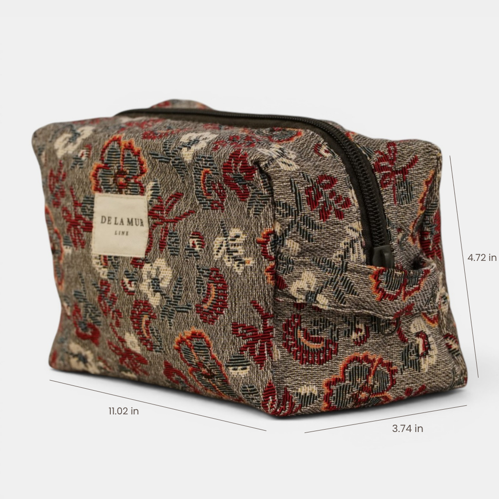 Nira Floral Jacquard Squared Makeup Bag