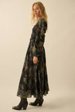 Floral-Print Smocked Sweetheart Maxi Peasant Dress