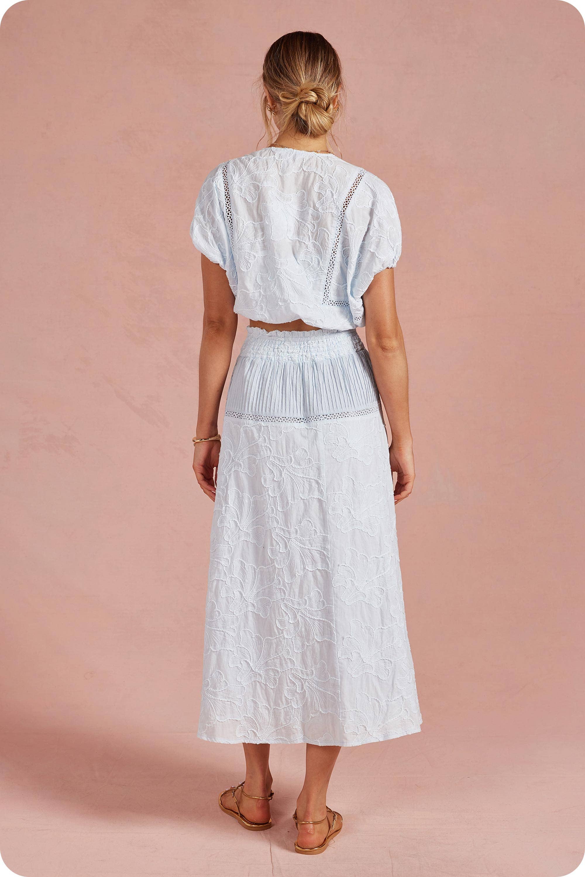 Floral Embroidery Cotton Lace Trim Top