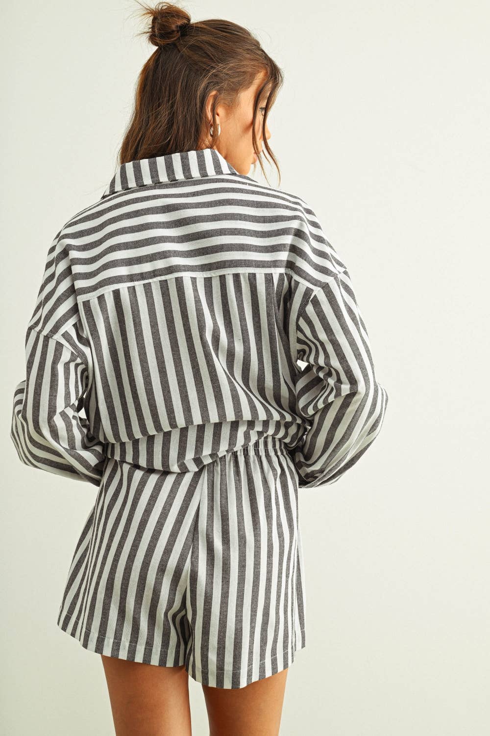 Striped Elastic Waist Shorts