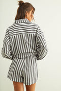 Striped Elastic Waist Shorts