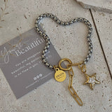 Star charm two tone silver and gold ombré pendant bracelet
