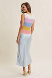 THICK SILKY SATIN BIAS CUT MAXI SKIRT: CLOUD BLUE
