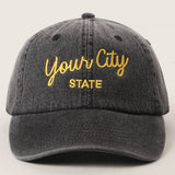 Custom Denim Embroidered Hat – Your City & State Design