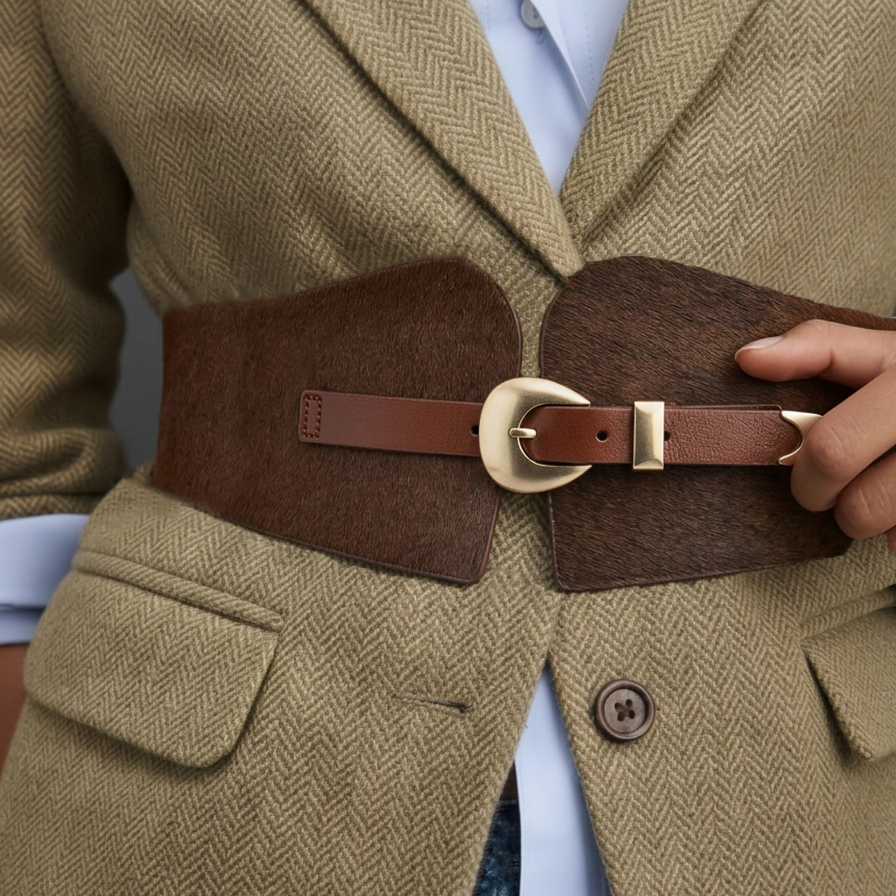 Calf Hair Waist Belt
