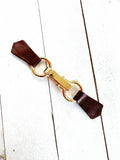 Gold Buckle & Brown Leather Cinch Clip for Dress, Cardigan