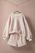 Pink Gingham Fuzzy Knit Lounge Set