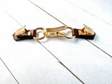 Gold Buckle & Brown Leather Cinch Clip for Dress, Cardigan