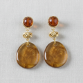 Geometric Amber Marbled Stud Earrings