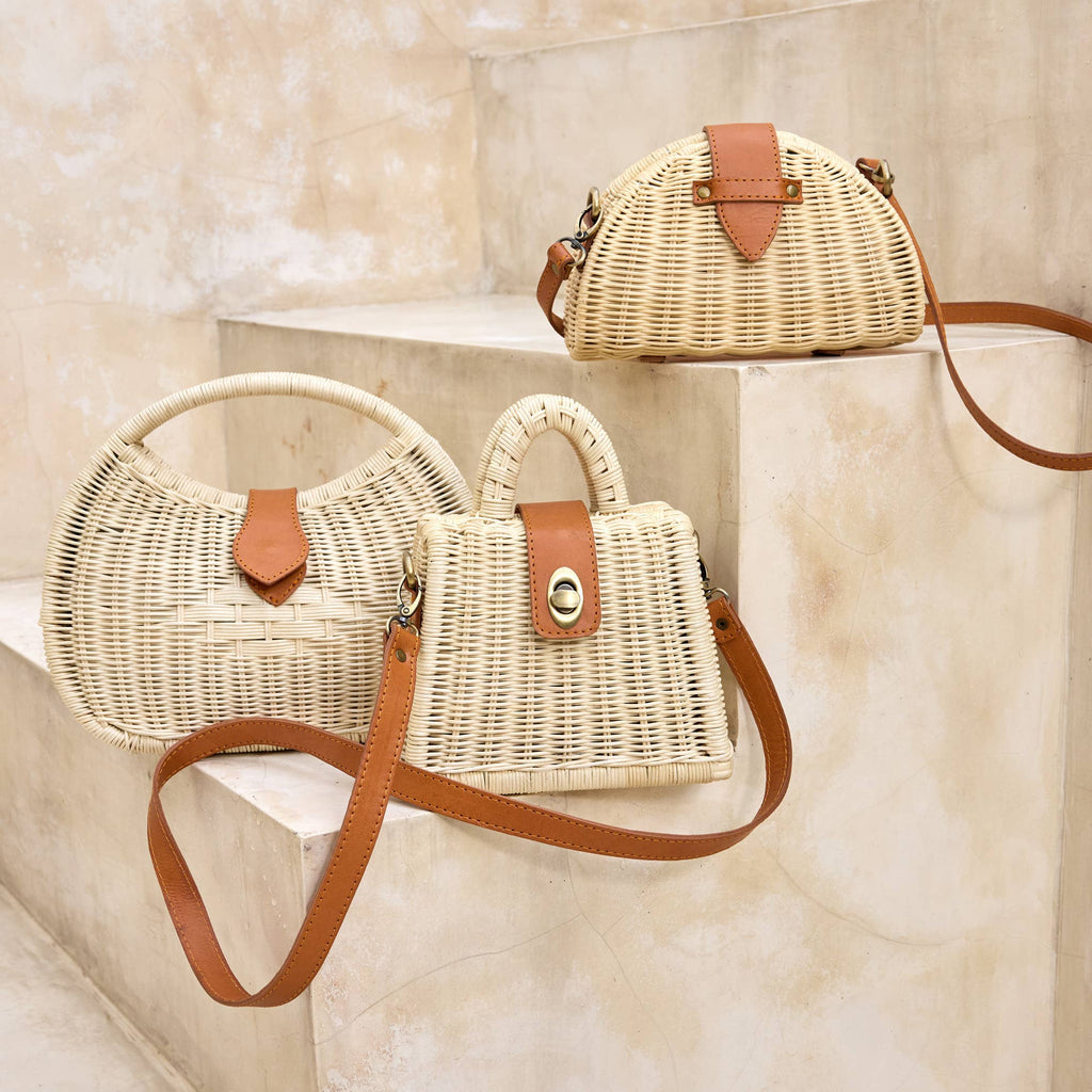 Rattan Ivory Eclipse Summer Resort Handbag