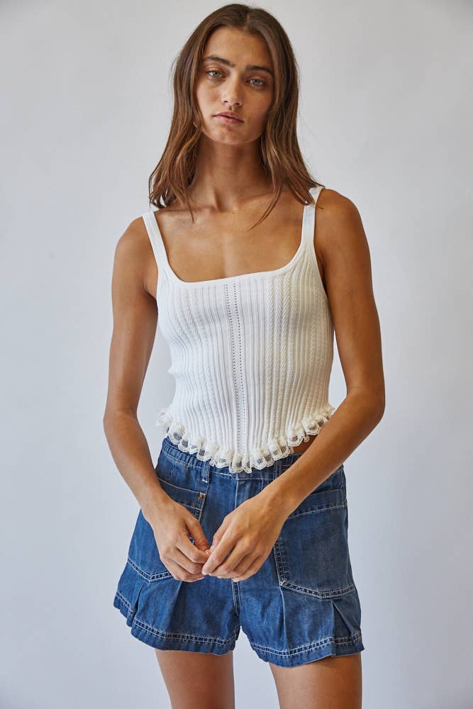 White Knit Corset Top