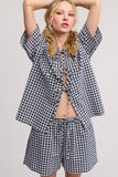 Gingham Open Front Self Tie Top and Shorts Matching Set