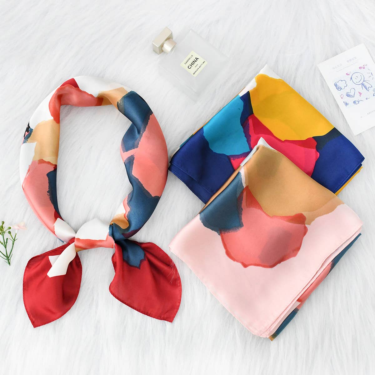 Polka Dot Satin Neck Scarf – Office & Flight Style_CWASC1157