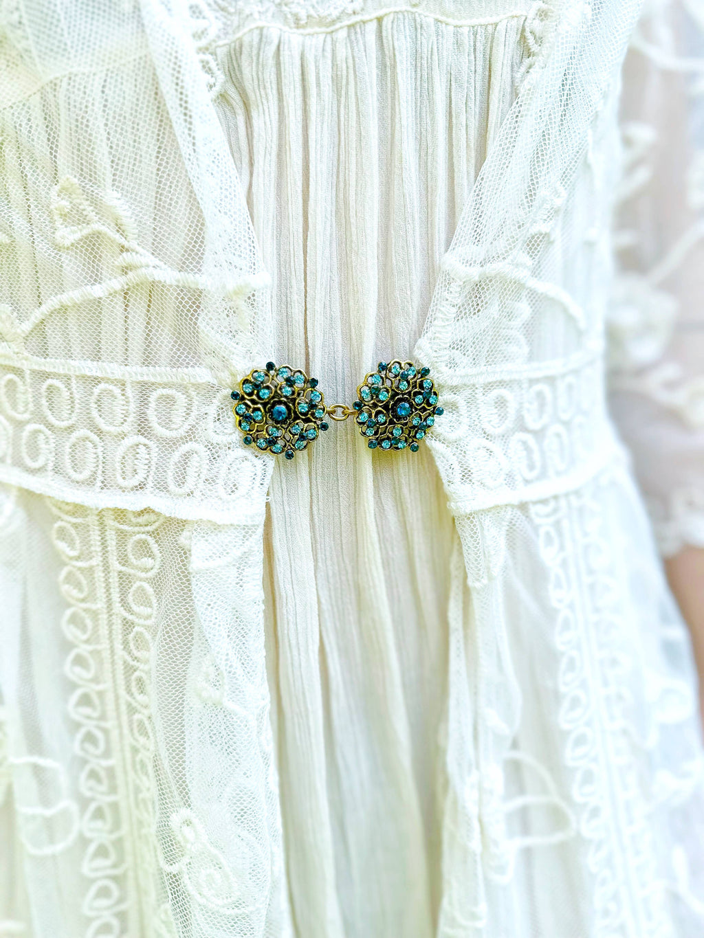 Blue & Gold Cinch Clip, Gilded Sweater Clasp KardiKlip