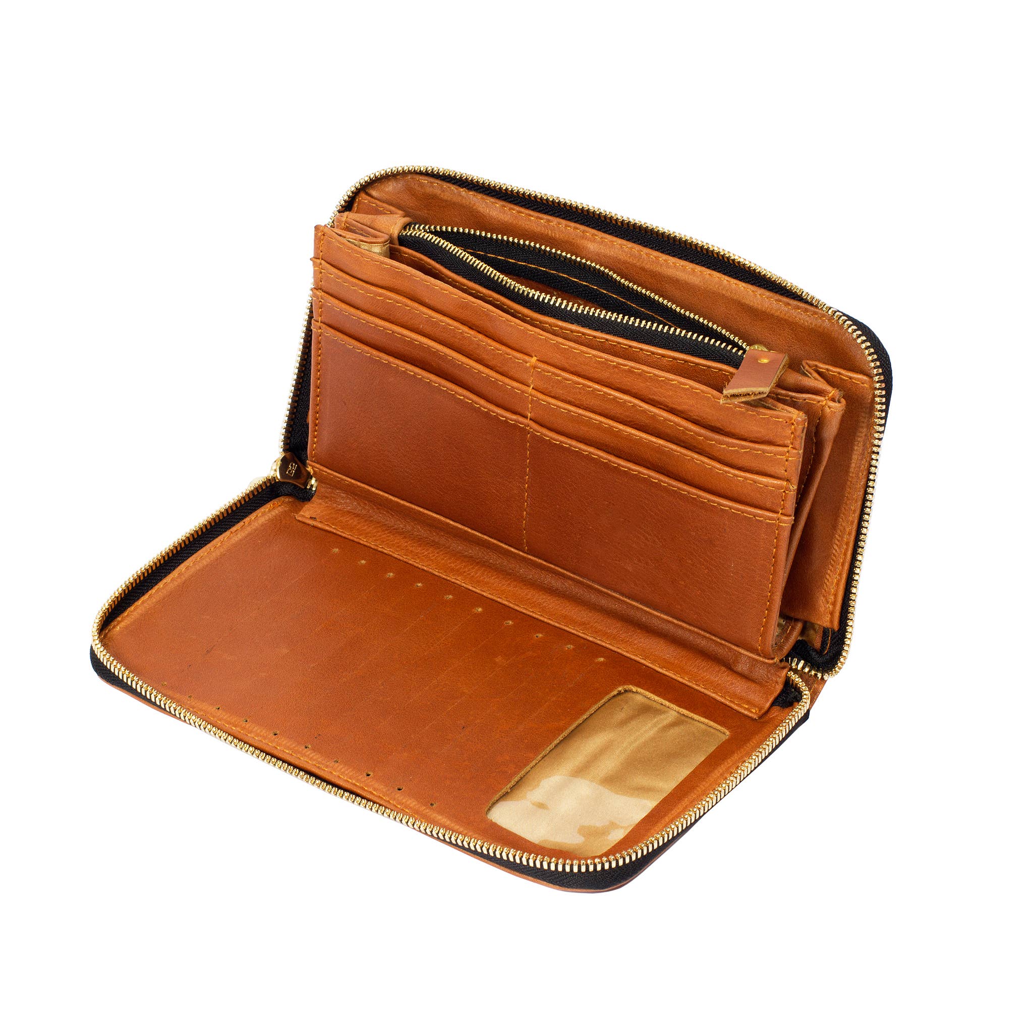 Accordion Leather Zip Wallet