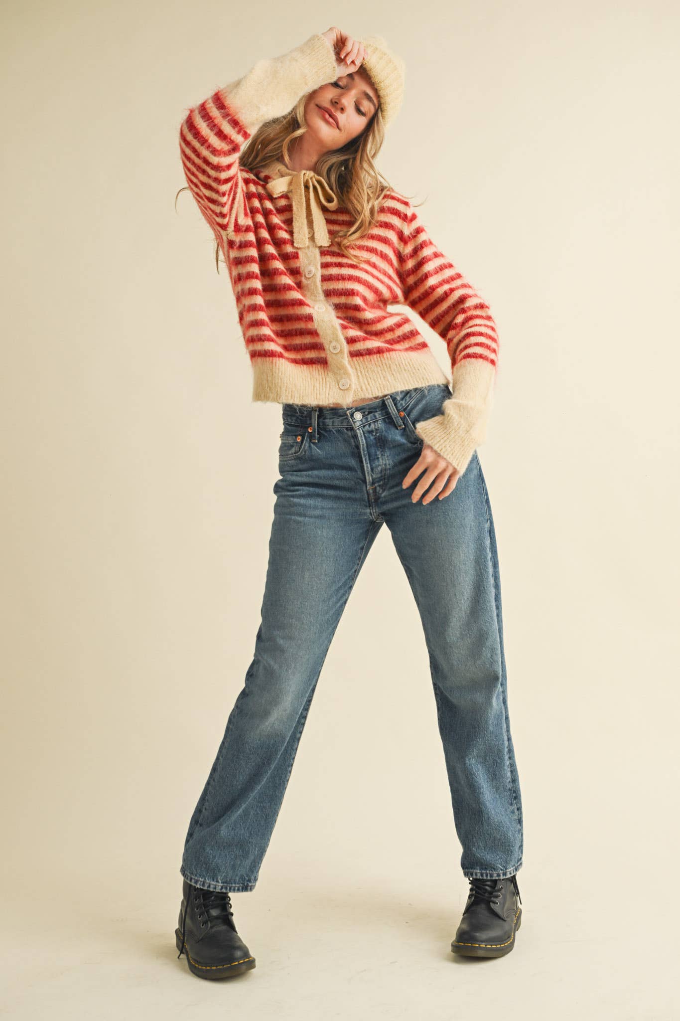 Striped Hoodie Sweater Cardigan