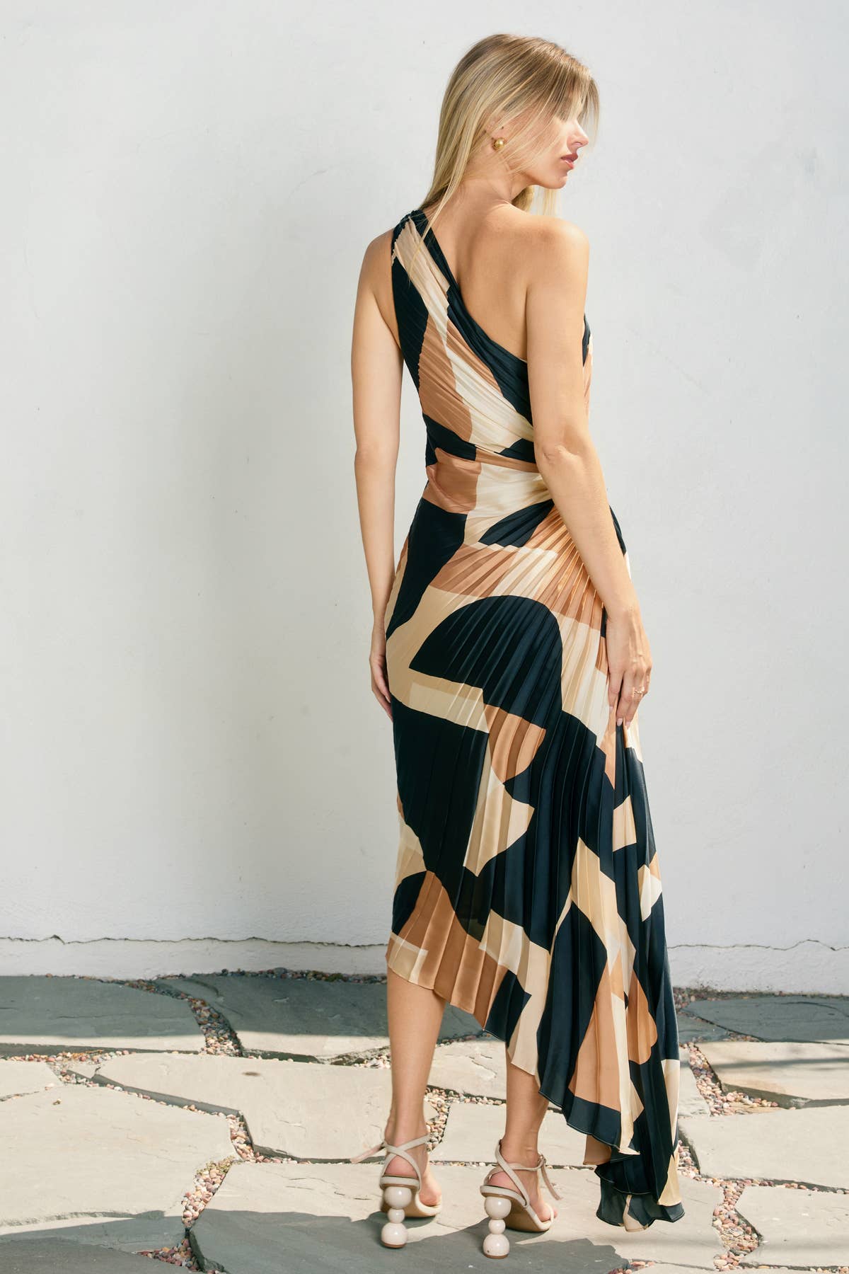 Adrienne Asymmetrical Pleated Maxi Dress