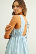 U-NECK SLEEVELESS CHAMBRAY DRESS
