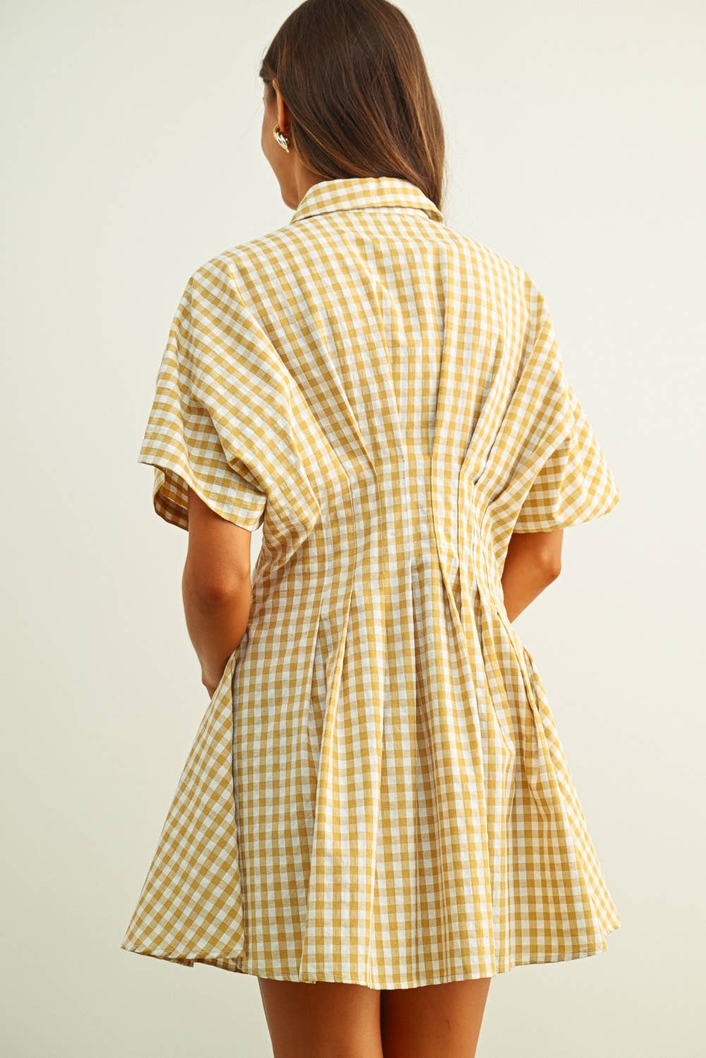 GINGHAM PATTERNED SHIRT DRESS