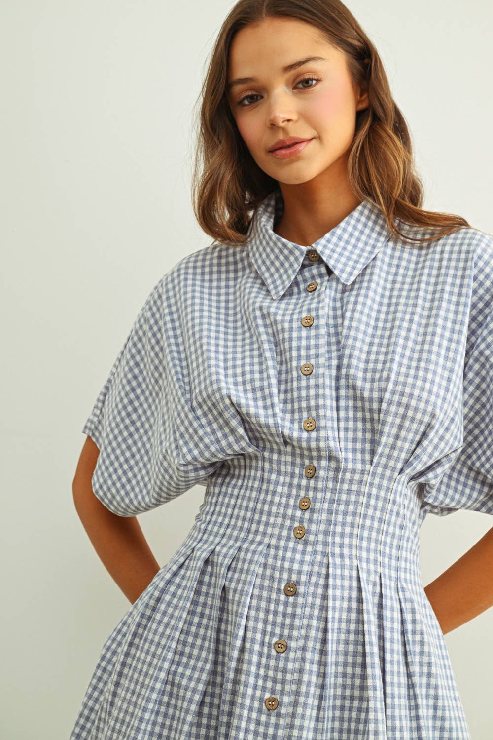 GINGHAM PATTERNED SHIRT DRESS