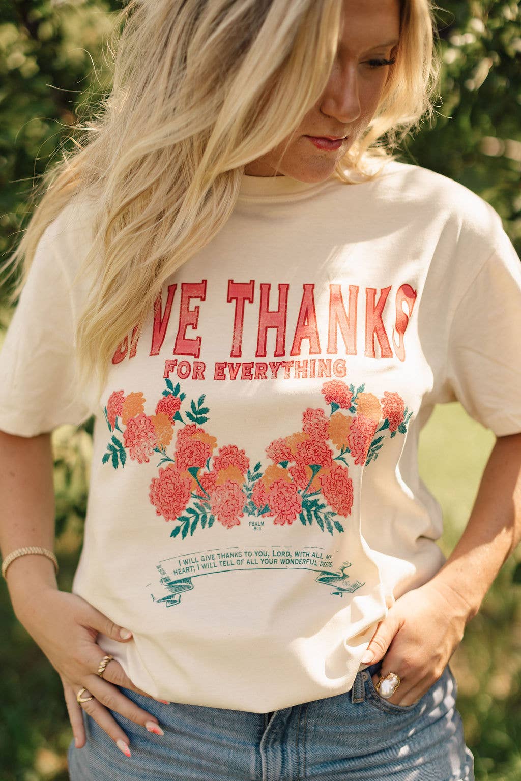 Marigold Give Thanks Fall Graphic Tee