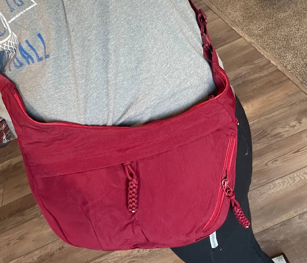 Large Nylon Crescent 3 Zipper Bag