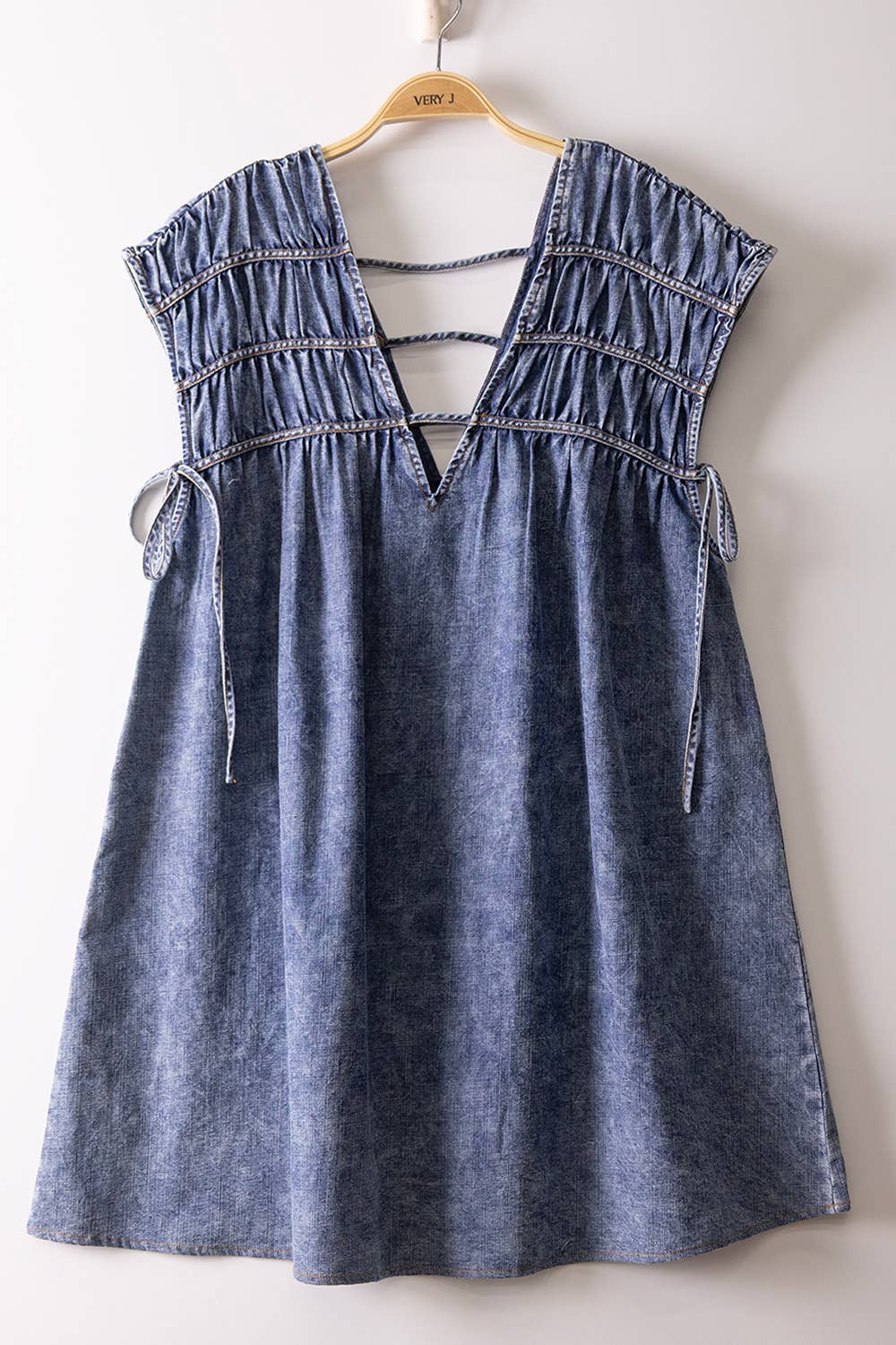Mineral Washed Chambray Mini Dress