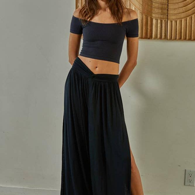 Knit Seamless Ribbed Off Shoulder Crop Top