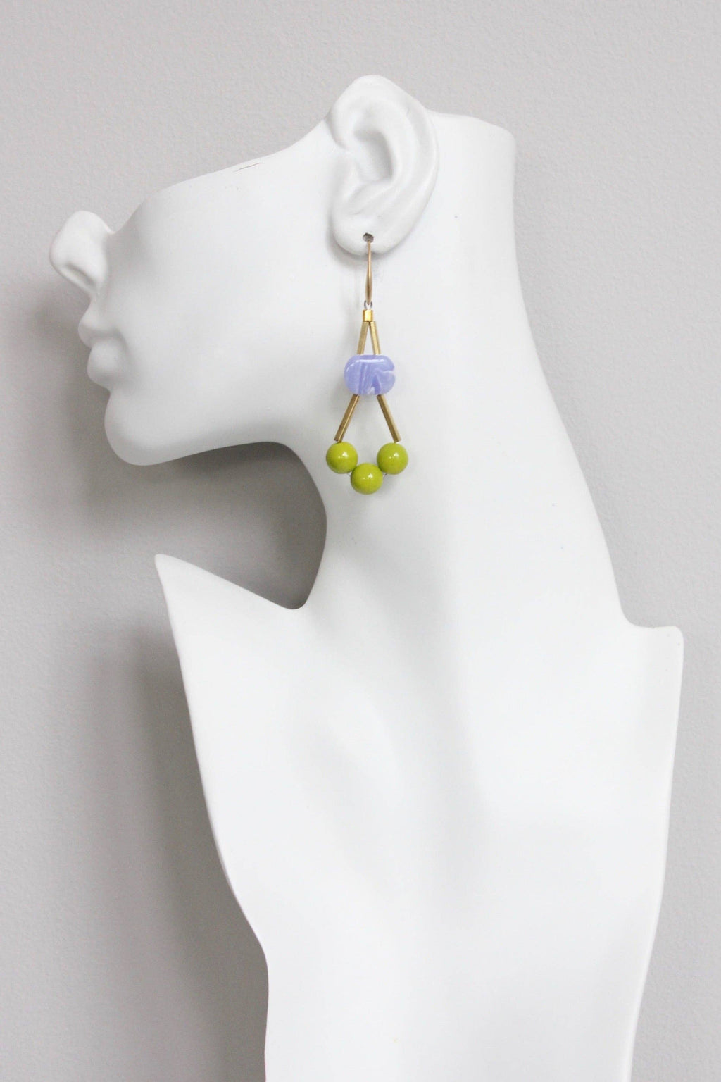 Emi brass hook earrings with glass