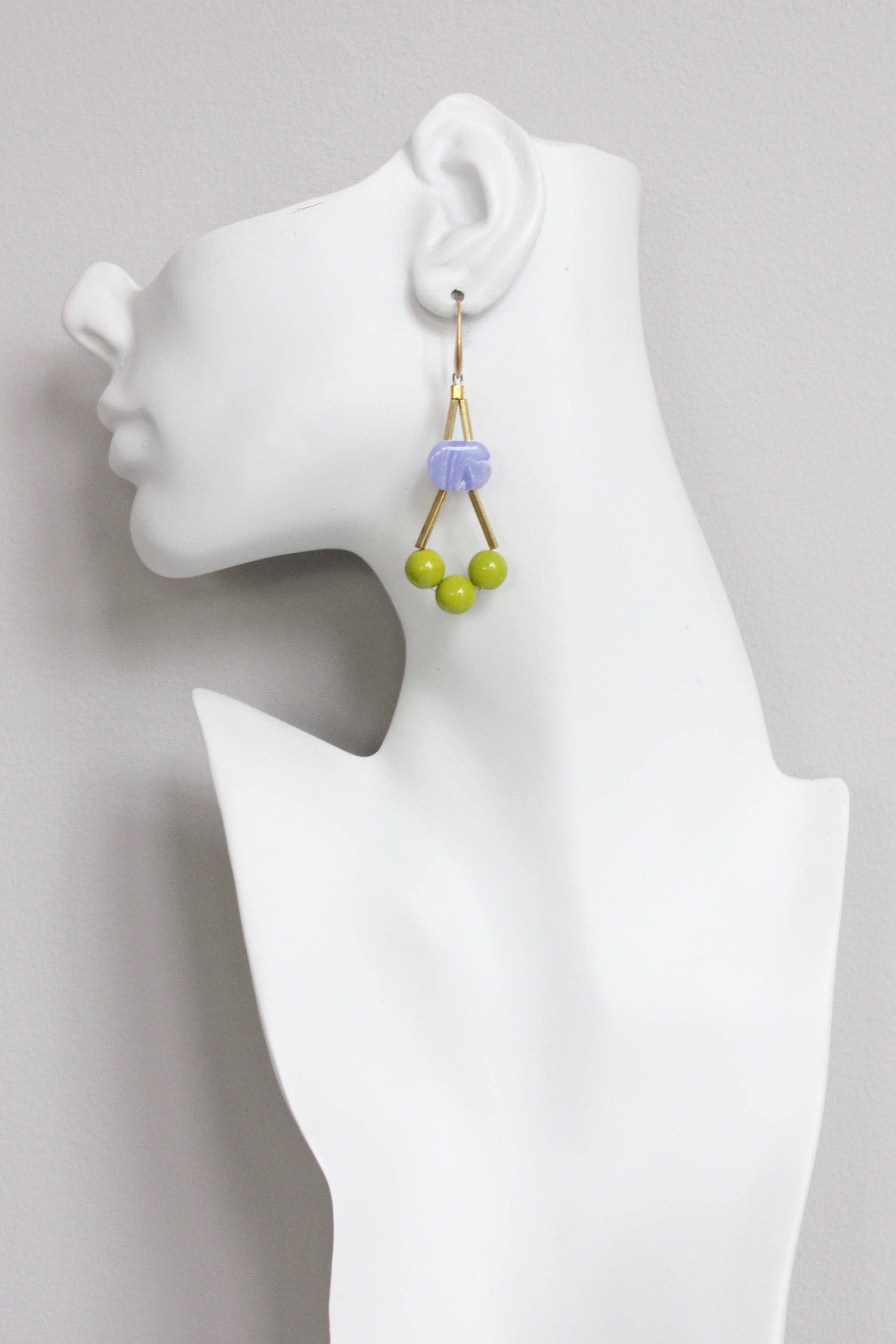 Emi brass hook earrings with glass