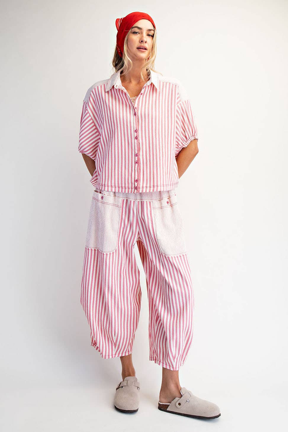 BOXY STRIPED BUTTON DOWN SHIRTS