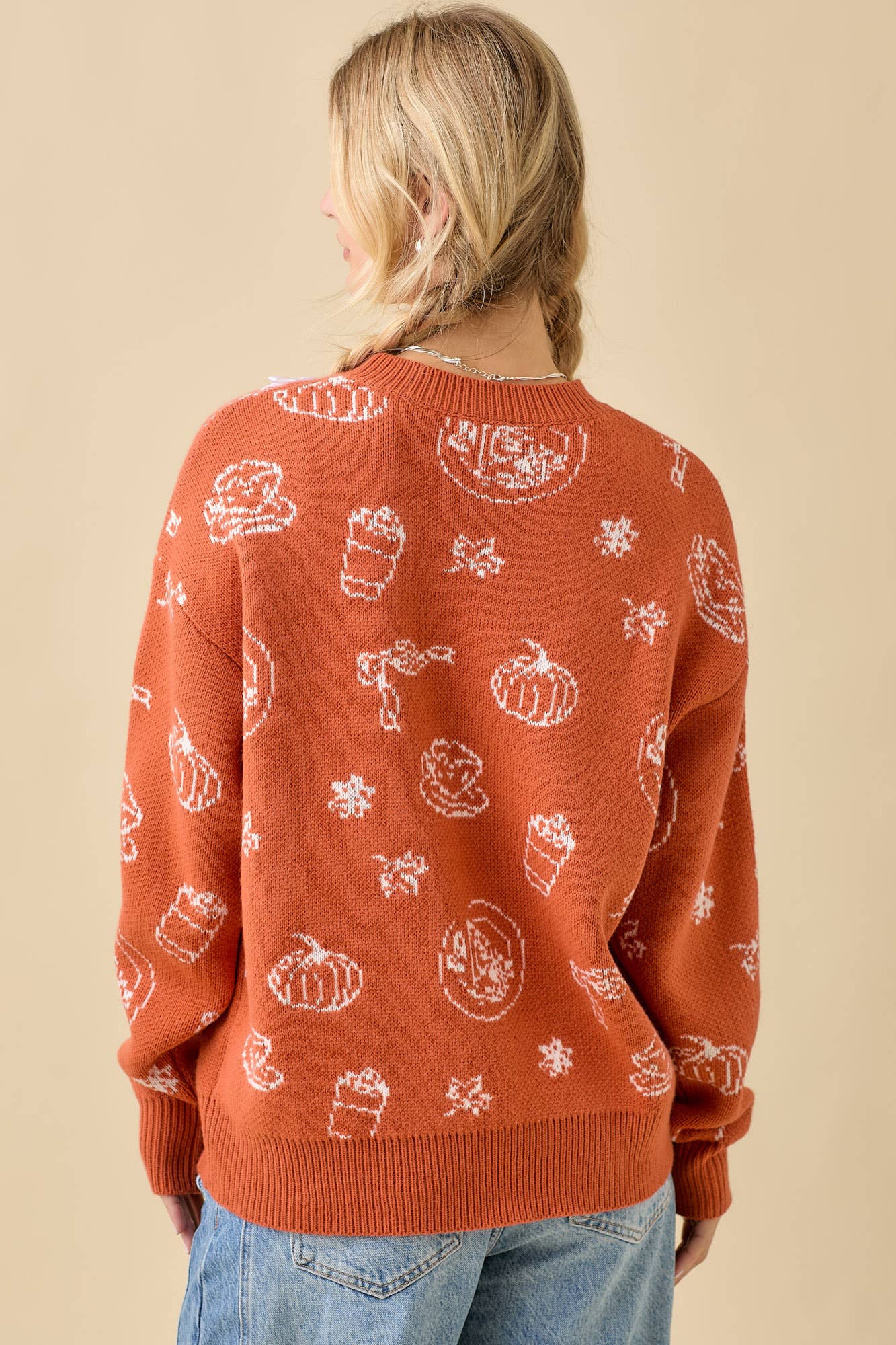 Pumpkin Spice Printed Long Sleeve Sweater- CLEARANCE
