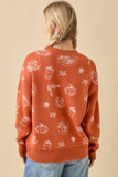 Pumpkin Spice Printed Long Sleeve Sweater