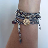 Silver Beaded Ball Chain Bracelet with Paperclip Extension