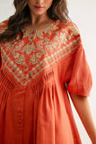 Embroidered Linen Tunic Dress