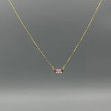 Gold Baguette Birthstone Necklace