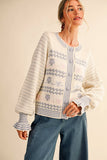 FLORAL RUFFLE SLEEVE SWEATER CARDIGAN MSW11097