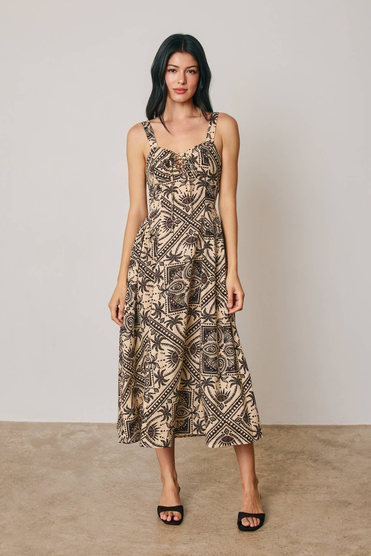 Florence Scarf Ruched Cutout Midi Dress