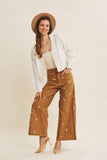 Embroidered Floral Cotton Spandex Pants