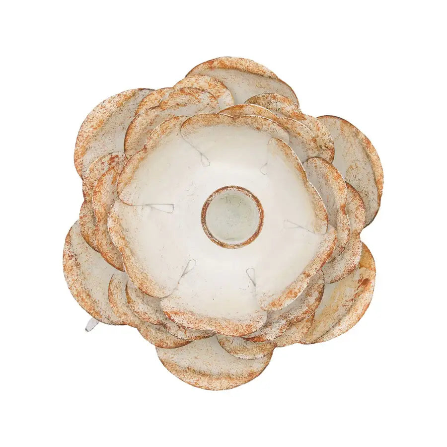 Abeline Flower Taper Candle Holder White