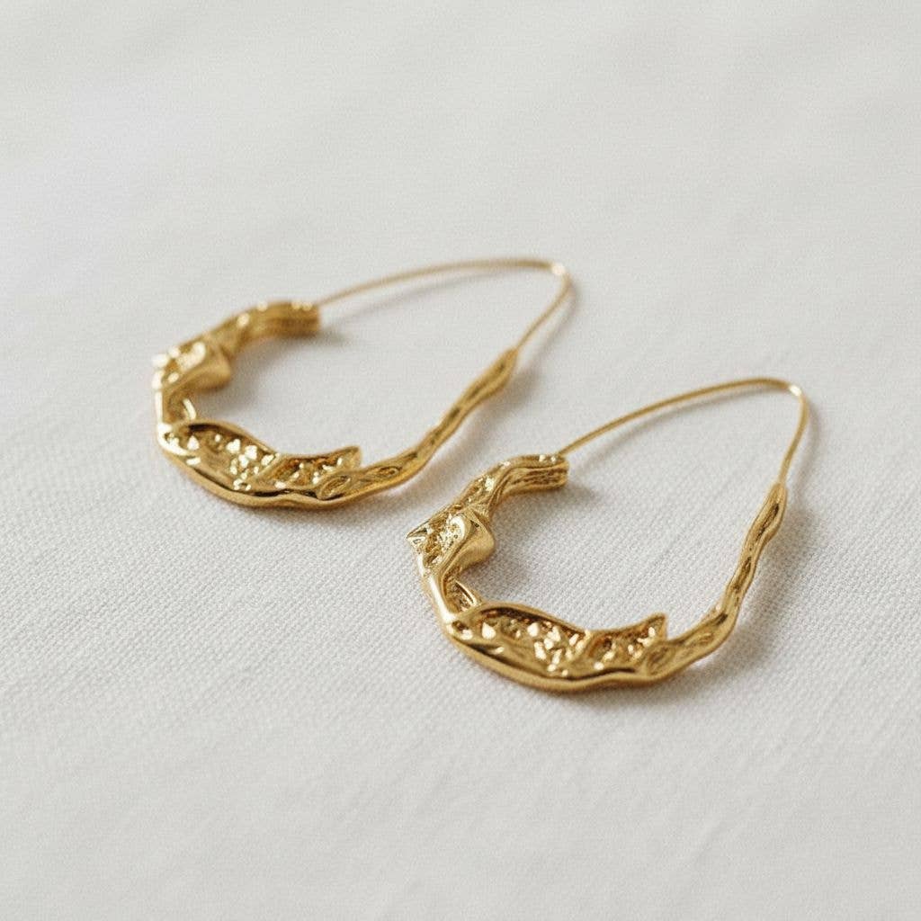 Gold Plated Lava Water Drop Hoop Earrings