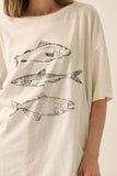 Three Fishes Oversize Graphic Tee