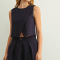 Textured Sleeveless Wood Button Top